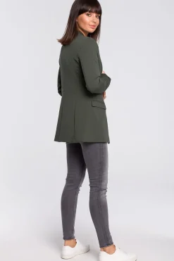 Żakiet dzianinowy plus size bez zapięcia - militarno-zielony