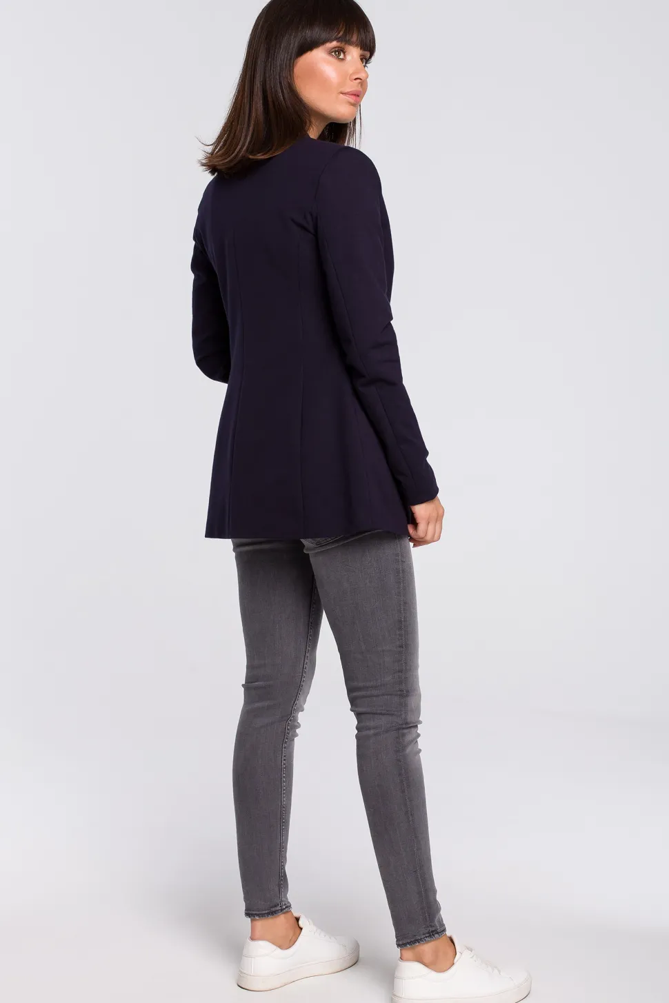 Żakiet dzianinowy plus size bez zapięcia - granatowy
