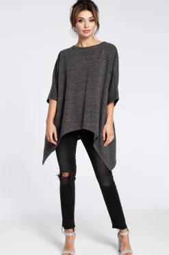Asymetryczna bluza oversize - grafitowa