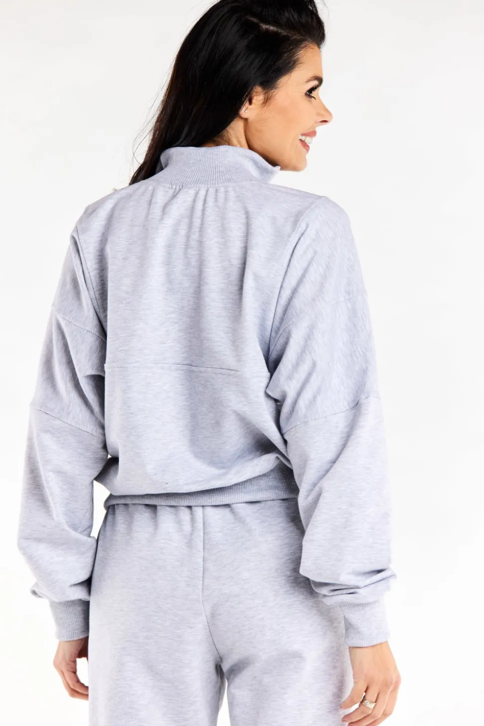 Bluza damska dresowa ze stójką - szara