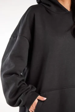 Bluza damska oversize z kapturem - grafitowa