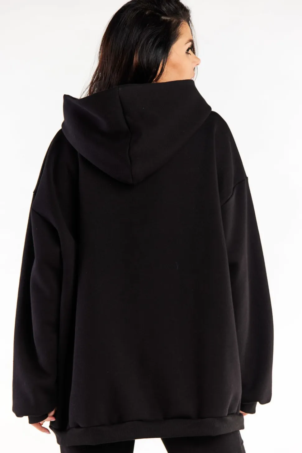 Bluza damska oversize z kapturem - czarna