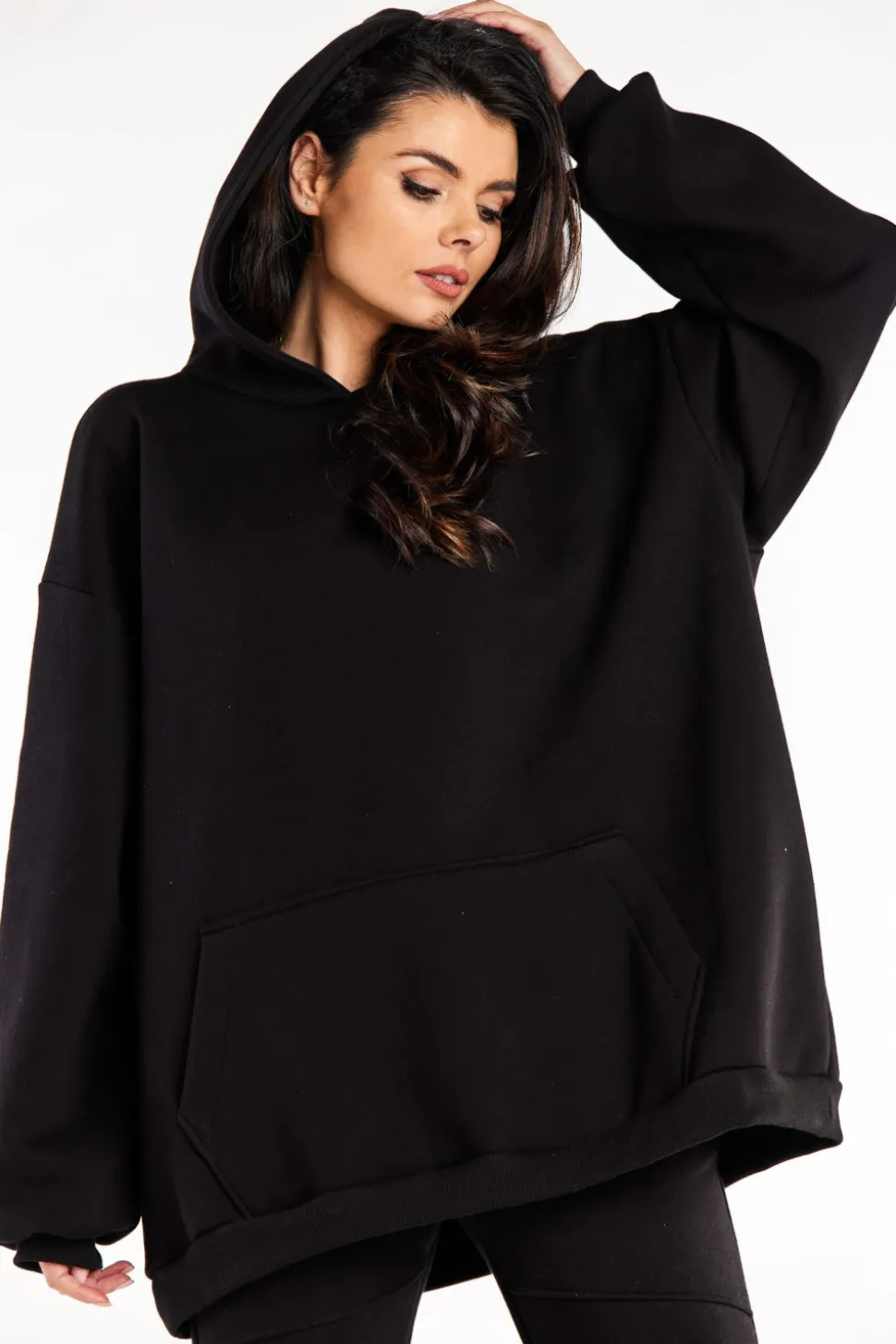 Bluza damska oversize z kapturem - czarna