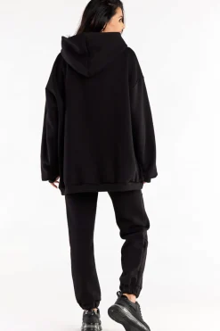 Bluza damska oversize z kapturem - czarna