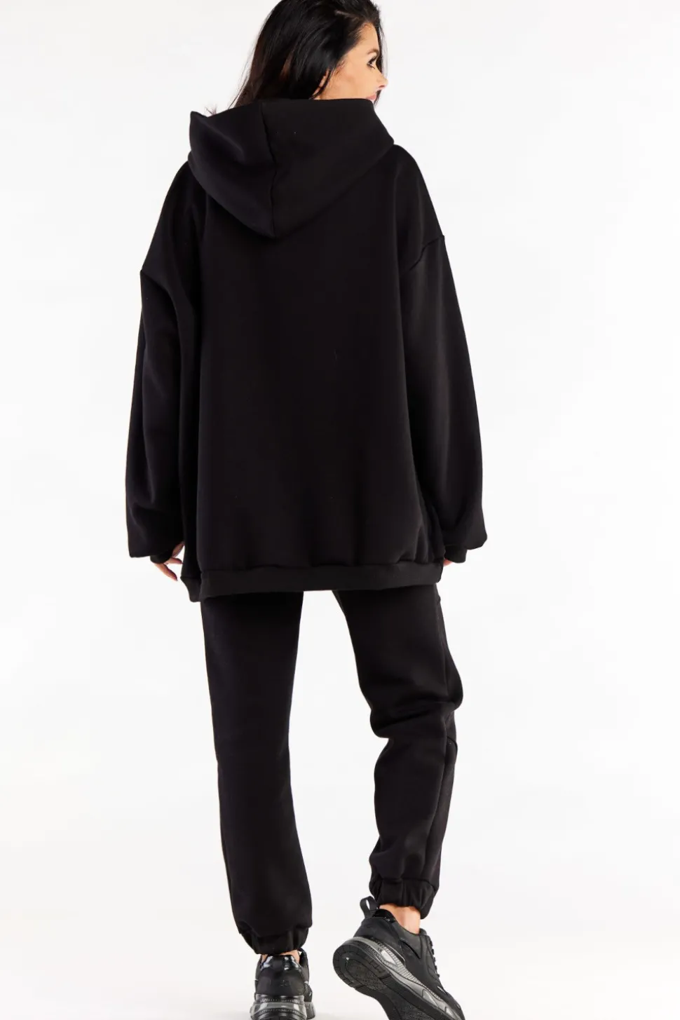 Bluza damska oversize z kapturem - czarna