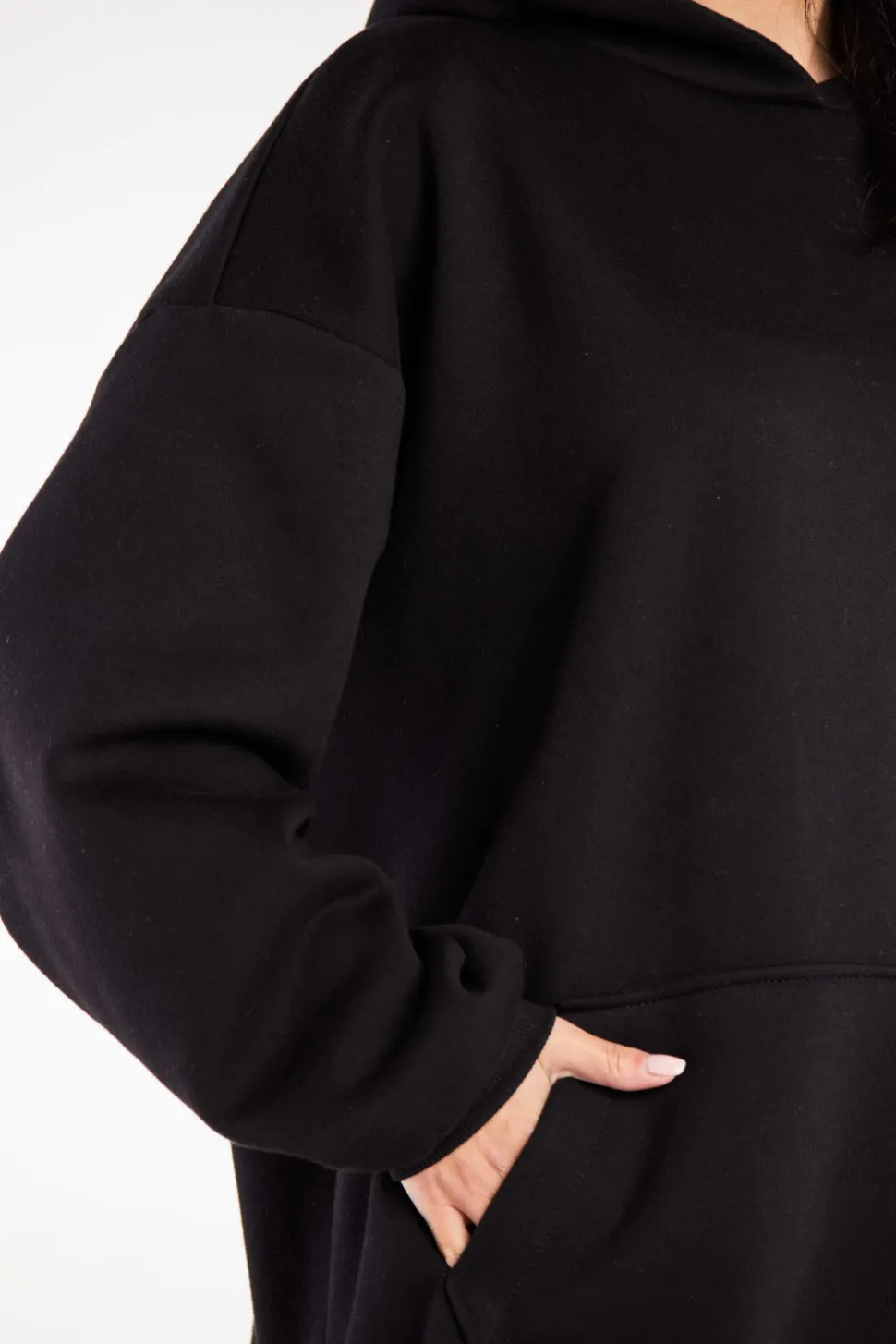 Bluza damska oversize z kapturem - czarna