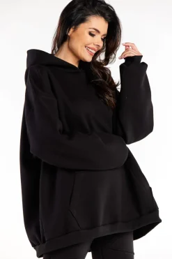 Bluza damska oversize z kapturem - czarna