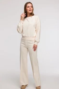 Bluza damska z otwartymi plecami - waniliowa