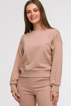 Bluza damska z otwartymi plecami - mocca