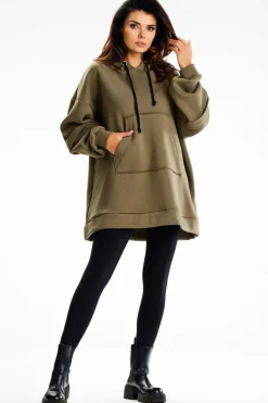 Bluza damska z ozdobnymi naszywkami - khaki