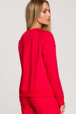 Bluza dresowa z haftem - czerwona