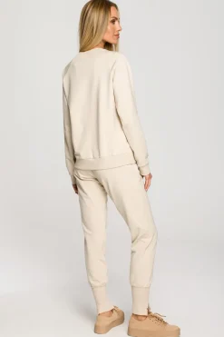 Bluza dresowa z haftem - piaskowa