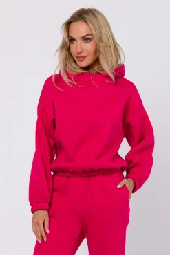 Bluza dresowa z kapturem - malinowa