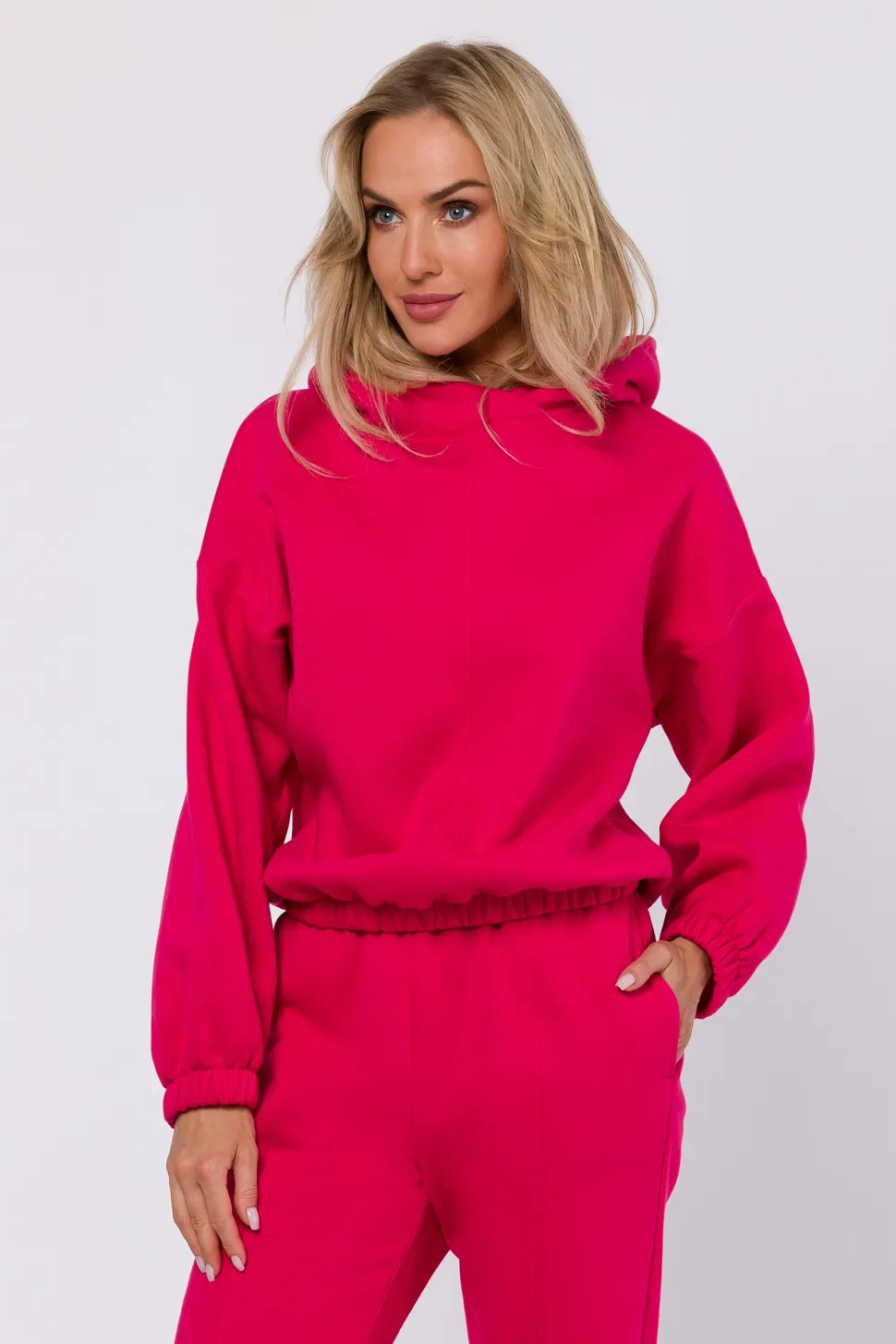 Bluza dresowa z kapturem - malinowa