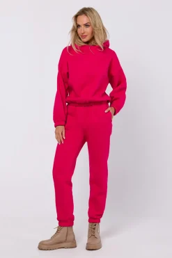 Bluza dresowa z kapturem - malinowa