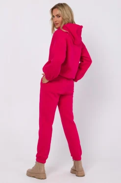Bluza dresowa z kapturem - malinowa