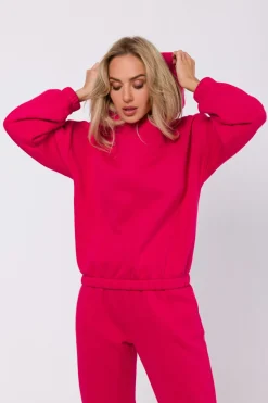 Bluza dresowa z kapturem - malinowa