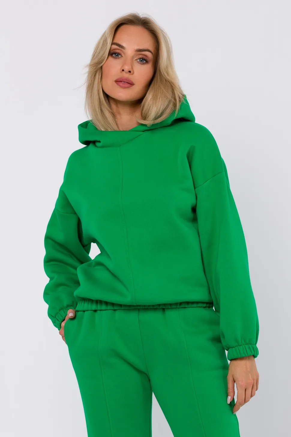 Bluza dresowa z kapturem - soczysto-zielona