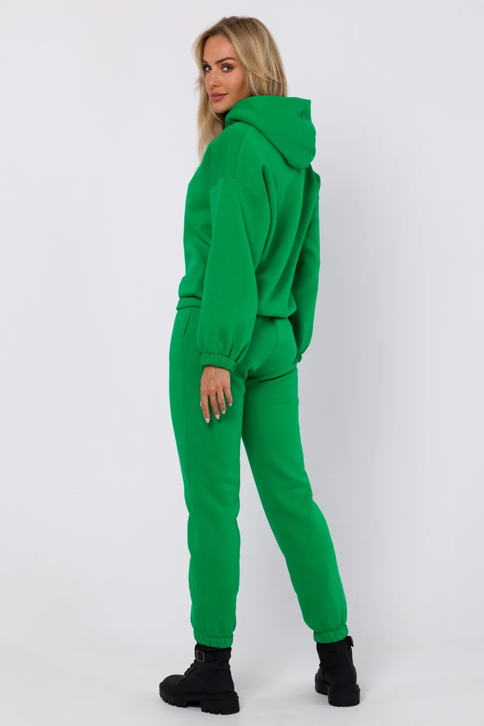 Bluza dresowa z kapturem - soczysto-zielona