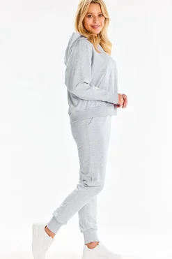 Bluza dresowa z kieszenią kangurek - szara