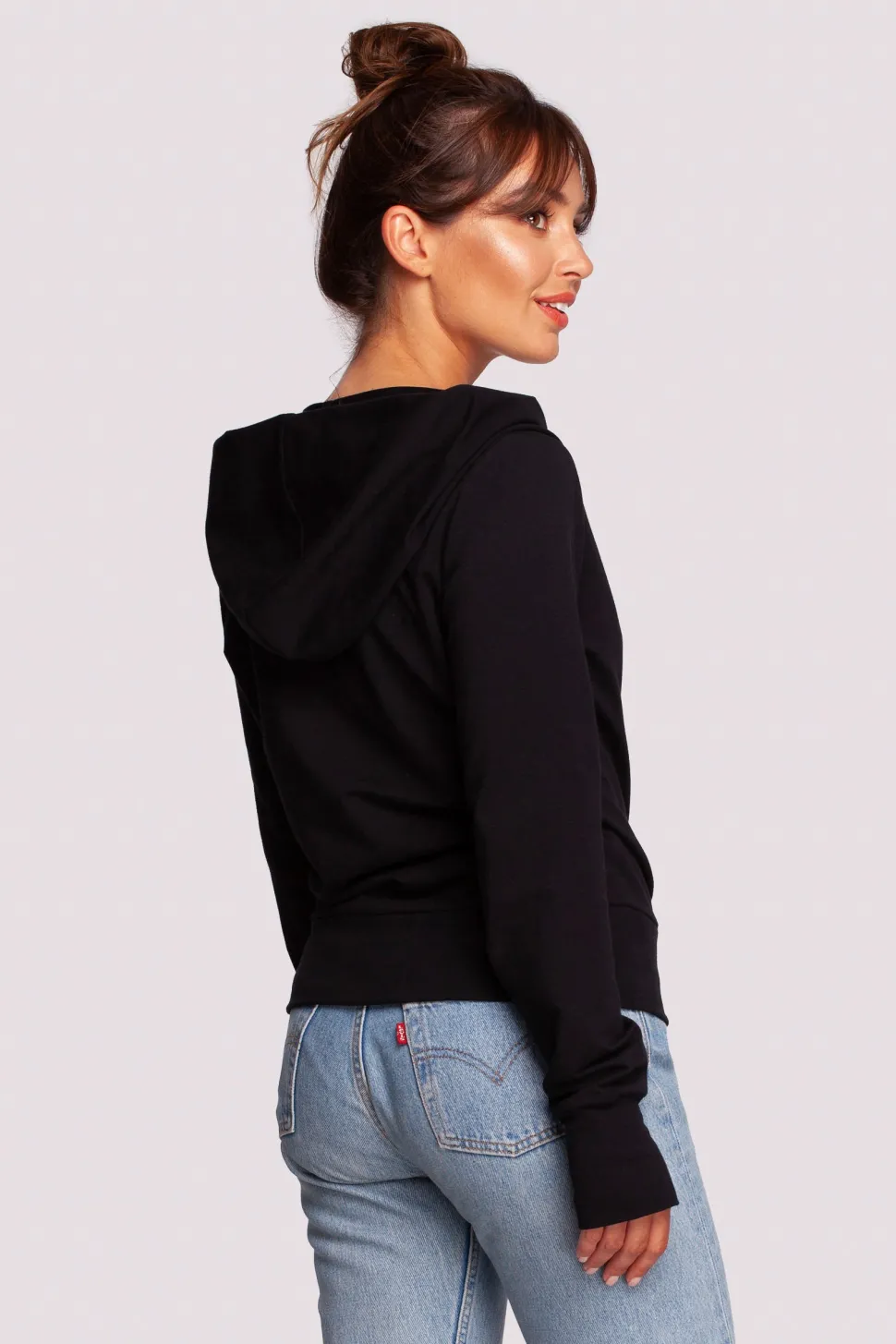 Bluza na zakładkę z kapturem - czarna