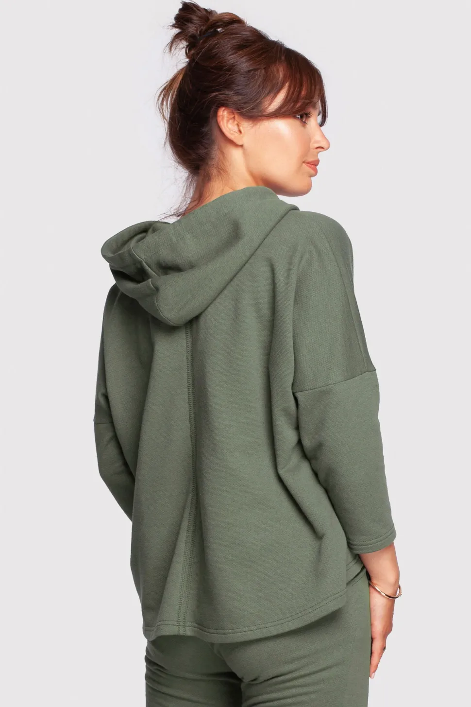 Bluza o luźnym kroju z kapturem - khaki