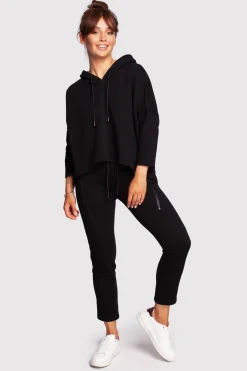 Bluza o luźnym kroju z kapturem - czarna
