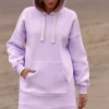 Bluza oversize z kieszenią typu kangurek - liliowa