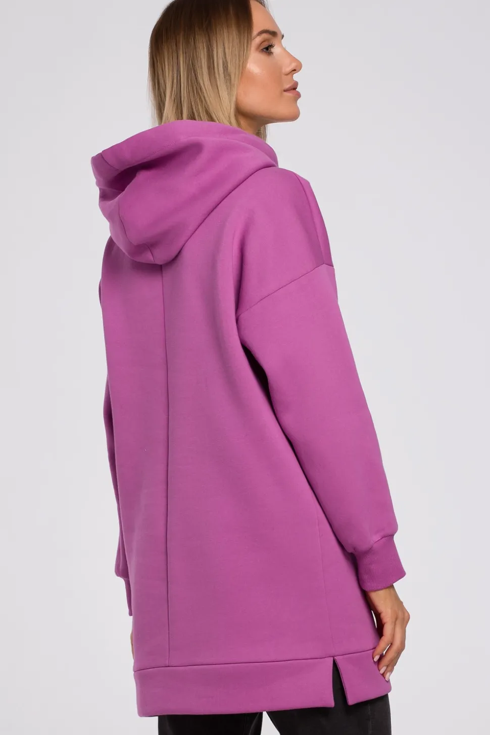 Bluza oversize z kieszenią typu kangurek - lawendowa