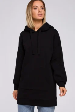 Bluza oversize z kieszenią typu kangurek - czarna