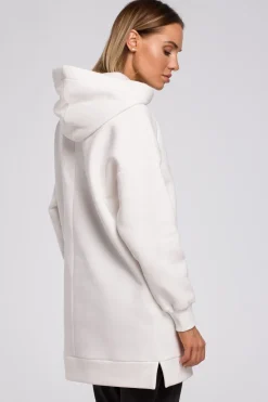Bluza oversize z kieszenią typu kangurek - ecru