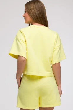 Bluza oversize z krótkimi rękawami - cytrynowa