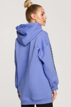 Bluza oversize z lampasami i kapturem - jasnofioletowa