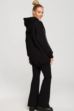 Bluza oversize z lampasami i kapturem - czarna