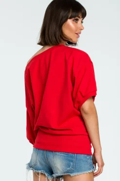 Bluza oversize z rękawem kimono - czerwona