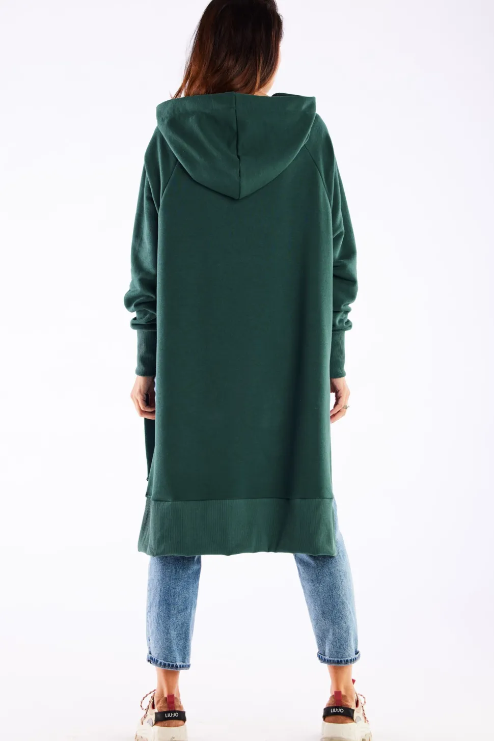 Bluza oversize z rozcięciami po bokach - zielona