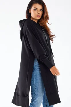 Bluza oversize z rozcięciami po bokach - czarna