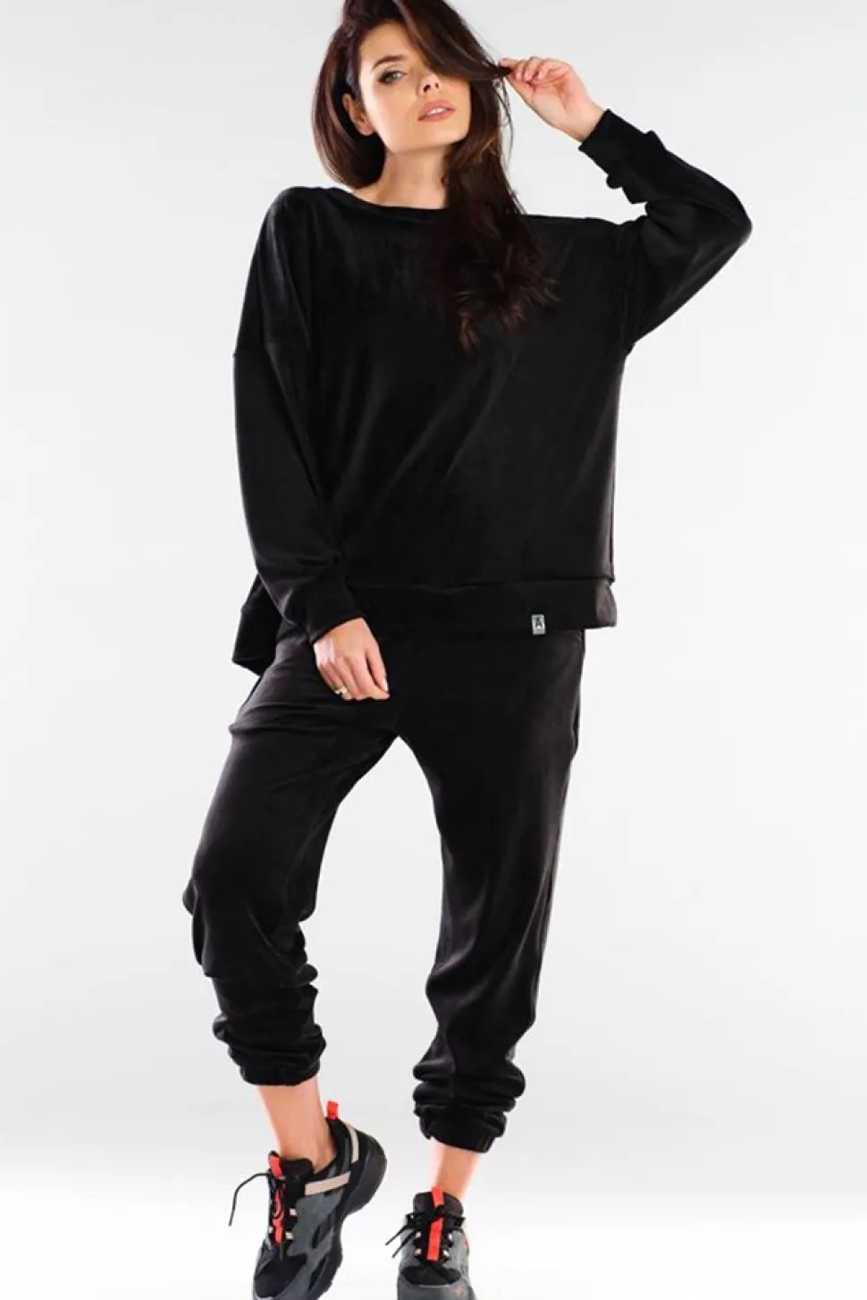 Bluza oversize z weluru - czarna