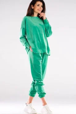 Bluza oversize z weluru - zielona