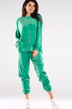 Bluza oversize z weluru - zielona