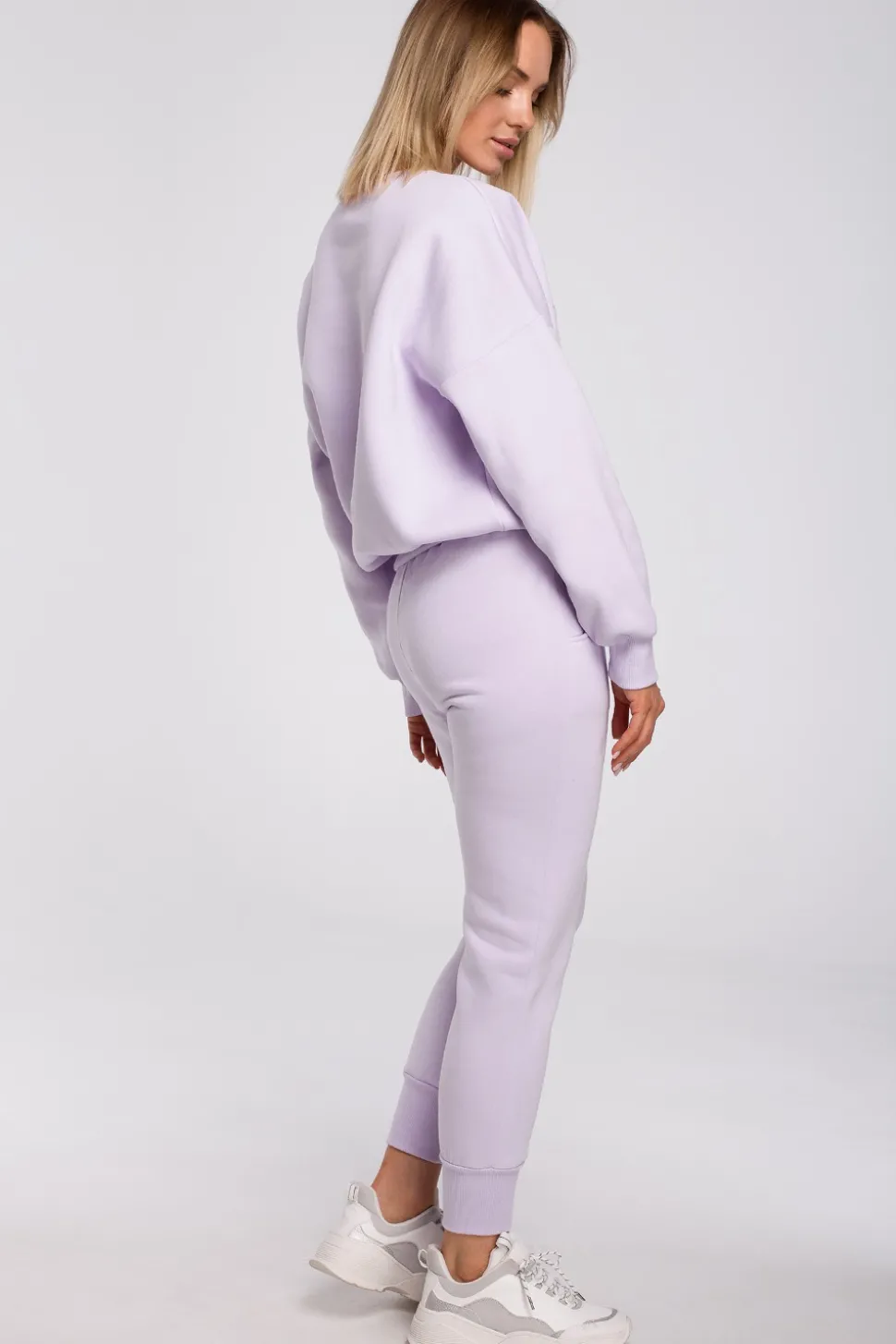 Bluza szeroka z haftem - liliowa