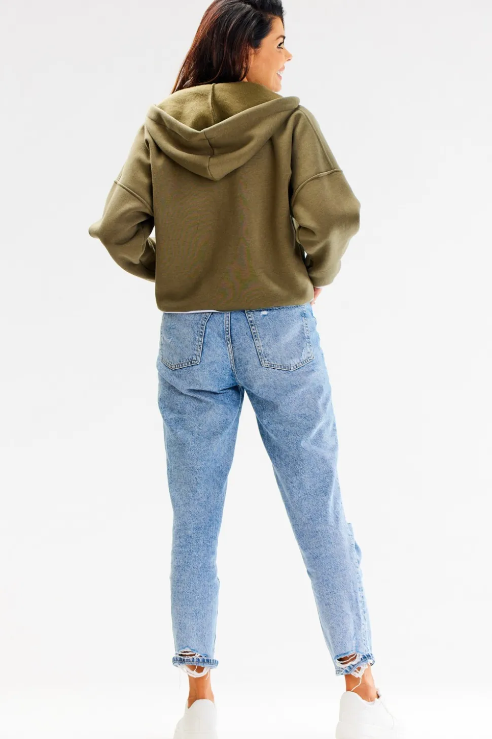 Bluza typu bomberka ze stójką i kapturem - khaki
