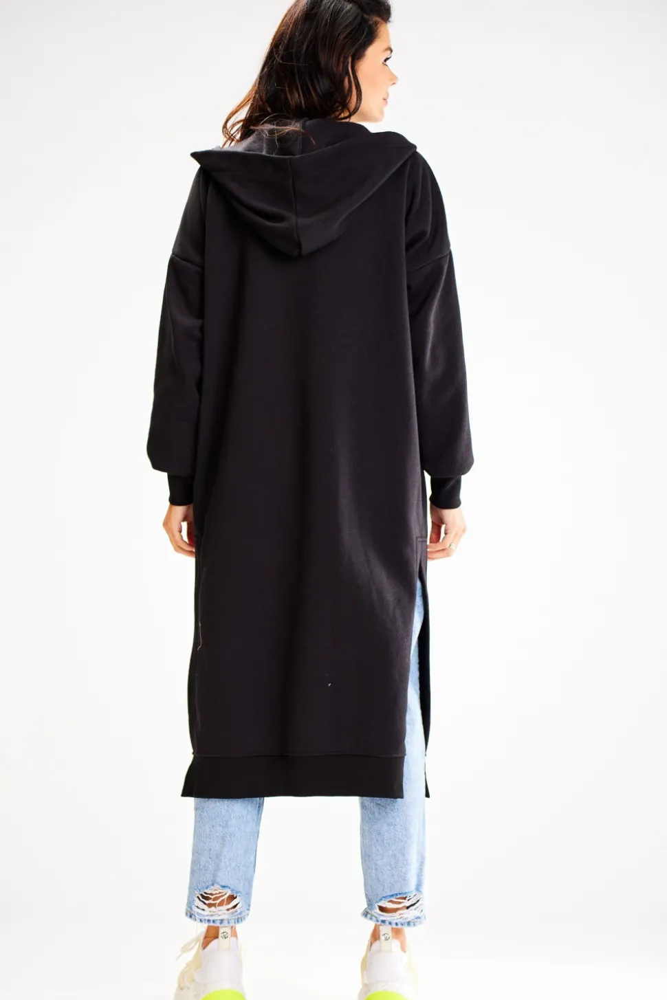 Bluza typu parka z kapturem i kieszeniami - czarna