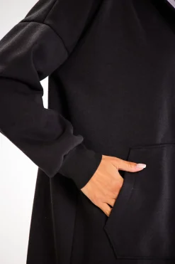 Bluza typu parka z kapturem i kieszeniami - czarna