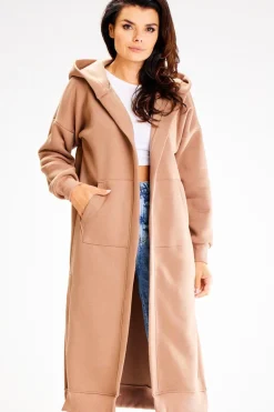 Bluza typu parka z kapturem i kieszeniami - beżowa