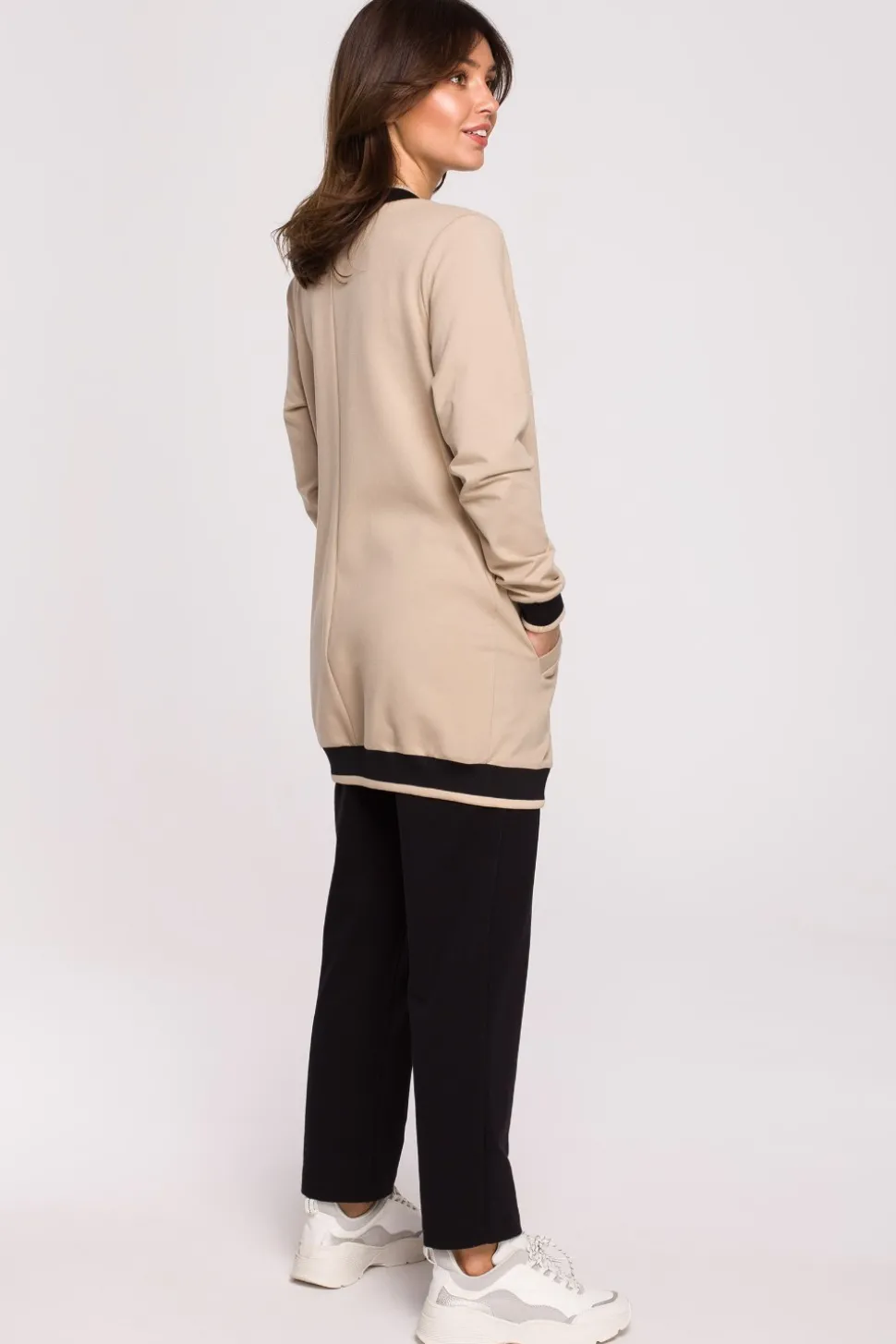 Bluza ze ściągaczami - beżowa
