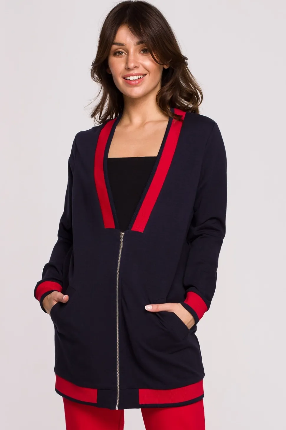 Bluza ze ściągaczami - granatowa