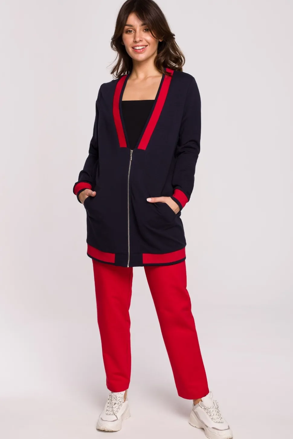 Bluza ze ściągaczami - granatowa