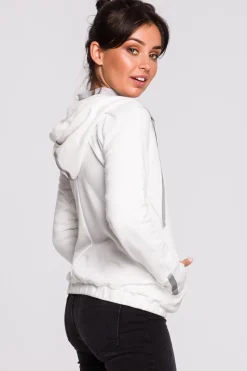 Bluza z kapturem i przodem na zakładkę - ecru