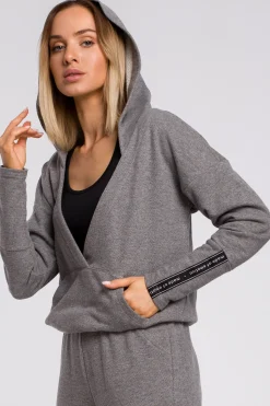 Bluza z kieszenią kangurek i kapturem - szara